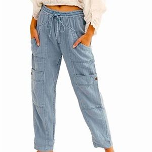 Free People Feelin Good Utility Pull on  Pant. Sea Spray Size Medium